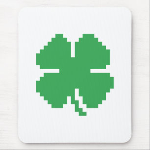 8-bits Pixel Lucky Four Leaf Clover Muismat