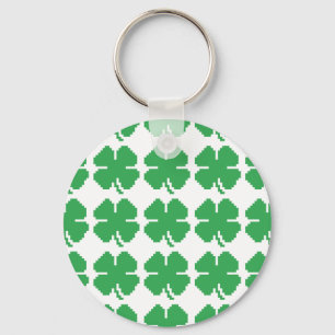 8-bits Pixel Lucky Four Leaf Clover Sleutelhanger