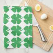8-bits Pixel Lucky Four Leaf Clover Theedoek (Quarter Fold)