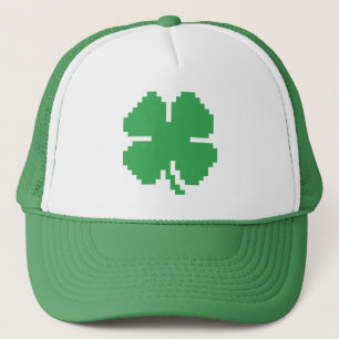 8-bits Pixel Lucky Four Leaf Clover Trucker Pet