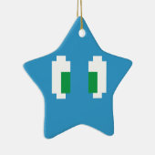 8-bits Pixel Manga Green Eyes Keramisch Ornament (Rechts)