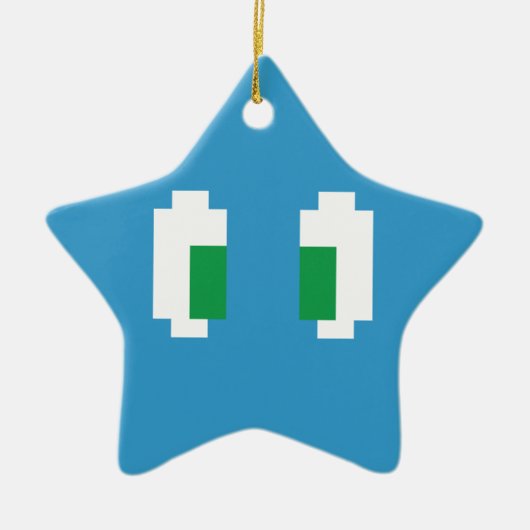 8-bits Pixel Manga Green Eyes Keramisch Ornament (Voorkant)