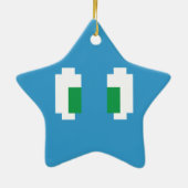 8-bits Pixel Manga Green Eyes Keramisch Ornament (Achterkant)
