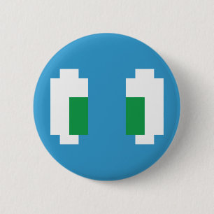 8-bits Pixel Manga Green Eyes Ronde Button 5,7 Cm