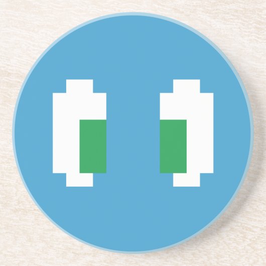 8-bits Pixel Manga Green Eyes Zandsteen Onderzetter (Voorkant)