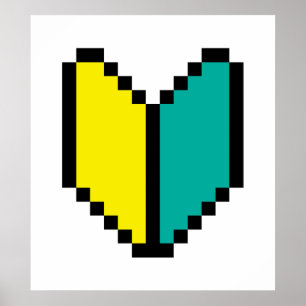 8-bits Pixel Wakaba/Shoshinsha Mark Poster