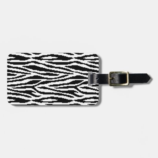 8-bits Pixel Zebra Print Design Patroon Bagagelabel (Voorkant horizontaal)