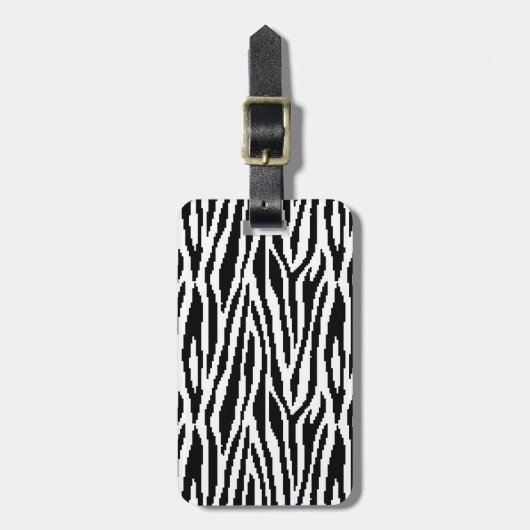 8-bits Pixel Zebra Print Design Patroon Bagagelabel (Voorkant verticaal)