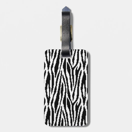 8-bits Pixel Zebra Print Design Patroon Bagagelabel (Achterkant verticaal)