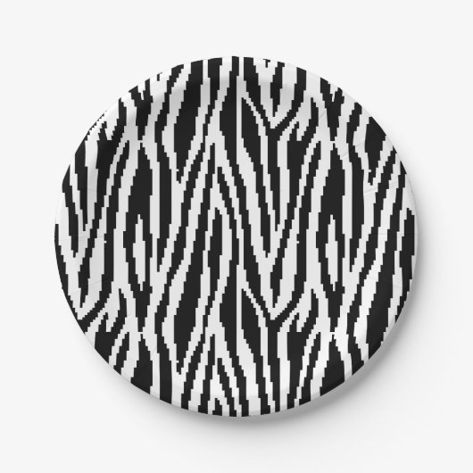 8-bits Pixel Zebra Print Design Patroon Papieren Bordje (Voorkant)