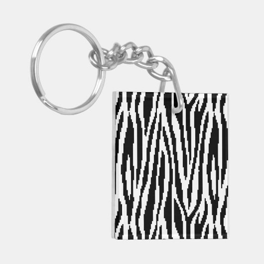 8-bits Pixel Zebra Print Design Patroon Sleutelhanger (Voorkant Links)
