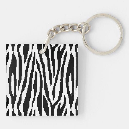 8-bits Pixel Zebra Print Design Patroon Sleutelhanger (Achterkant)