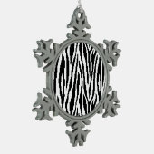 8-bits Pixel Zebra Print Design Patroon Tin Sneeuwvlok Ornament (Links)