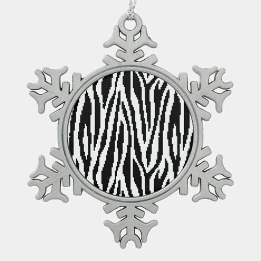 8-bits Pixel Zebra Print Design Patroon Tin Sneeuwvlok Ornament (Voorkant)