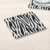 8-bits Pixel Zebra Print Design Patroon Vierkante Kartonnen Onderzetter (Schuin)