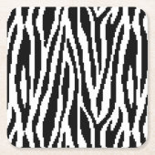 8-bits Pixel Zebra Print Design Patroon Vierkante Kartonnen Onderzetter (Voorkant)