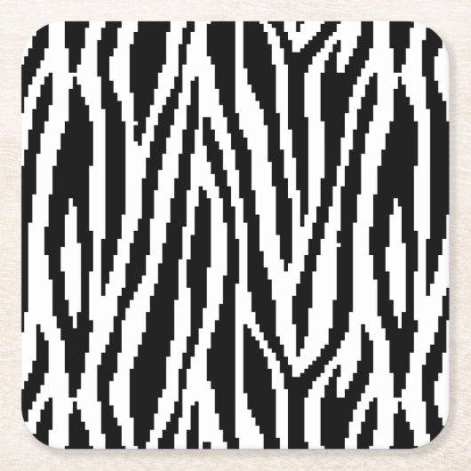 8-bits Pixel Zebra Print Design Patroon Vierkante Kartonnen Onderzetter (Voorkant)