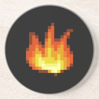 8-bits pixelbrand zandsteen onderzetter