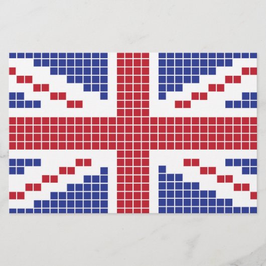 8-bits Pixels Union Jack British (UK)-vlag Briefpapier (Voorkant)
