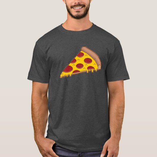 8-bits Pizza Dark T-Shirt (Voorkant)
