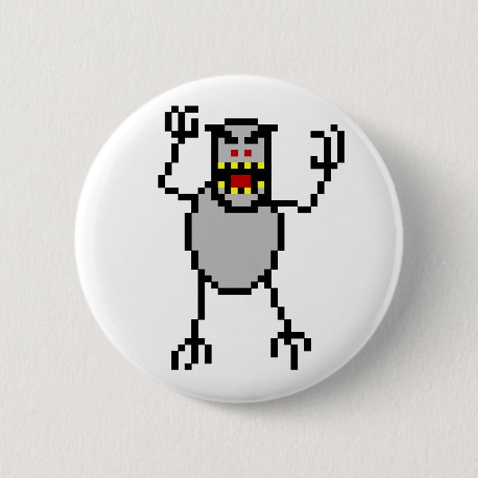8-bits Retro Ski Free Yeti Ronde Button 5,7 Cm (Voorkant)