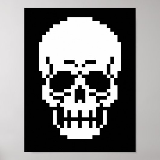 8-bits Skull Pixel Art Poster (Voorkant)