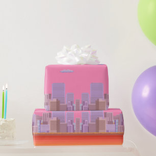 8-bits Skyline Cadeaupapier