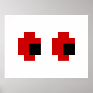 8-bits Spooky Red Eyes Poster