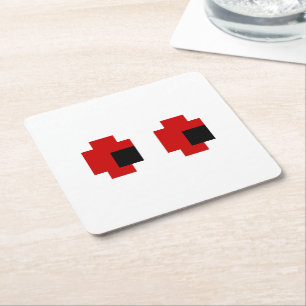 8-bits Spooky Red Eyes Vierkante Kartonnen Onderzetter