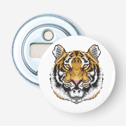 8-bits tijger button flesopener (Voorkant)