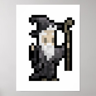 8-bits tovenaar Spell Casting Pixel Art Poster
