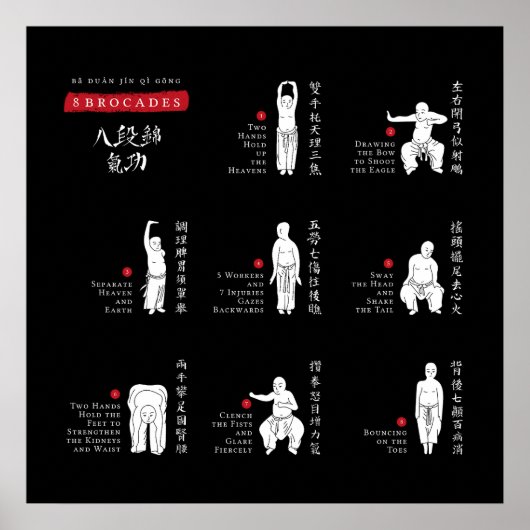 8 Brocades Ba Duan Jin QiGong Poster (Voorkant)