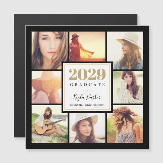 8 Cartes Faire-part de graduation magnétique photo (Devant / Derrière)