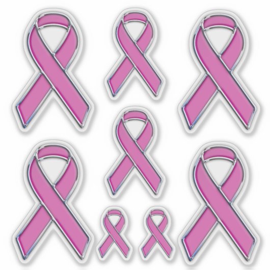 8 Chrome Style Print Roze Lint Awareness Sticker (Voorkant)