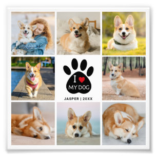 8 Collage Photo J'aime mon chien Agrandissement de