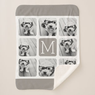 8 de Collage van de foto met Monogram - Neutrale Sherpa Deken