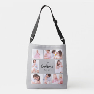 8-delige familiefoto in grijze lijst crossbody tas