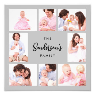 8-delige familiefoto in grijze lijst foto afdruk
