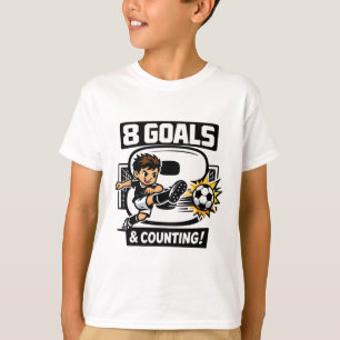 8 Doelen En Tellen Voetbal Verjaardag Voor 8-jaar- T-shirt