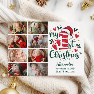 8 Foto Candy Cane Baby 1st Christmas Feestdagenkaart