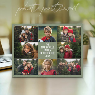 8 Foto Collage - Aangepaste Tekst - Groene Achterg Briefkaart