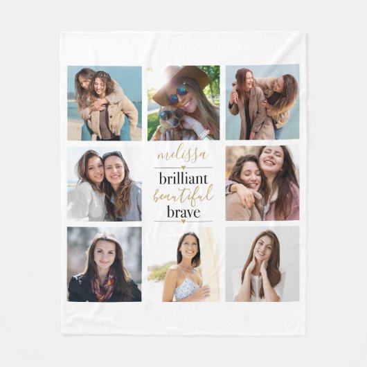 8 Foto Collage Briljant Mooi Moedig Fleece Deken (Voorkant)