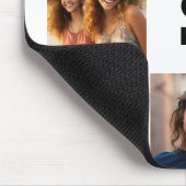 8 Foto Collage Custom Monogram Black en White Muismat (Hoek)