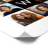 8 Foto Collage Custom Monogram Black en White Poster (Hoek)