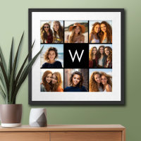 8 Foto Collage Custom Monogram Black en White