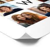 8 Foto Collage Custom Monogram Black en White Poster (Hoek)