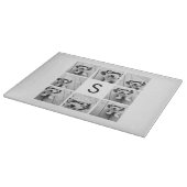 8 Foto Collage Custom Monogram Black en White Snijplank (Hoek)