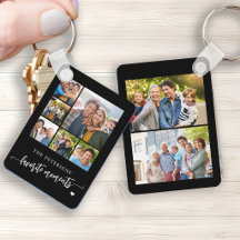 8 foto collage familie naam gepersonaliseerd zwart