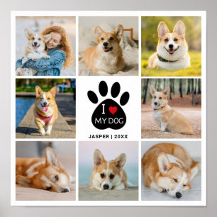 8 Foto Collage Hart Ik Hou Van Mijn Hond Poster