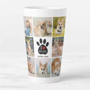 8 Foto-collage Ik hou van mijn honden-afdrukken Latte Mok